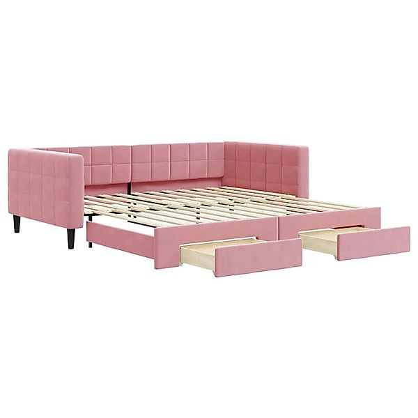 vidaXL Tagesbett Ausziehbar mit Schubladen Rosa 100x200 cm Samt 3196749 günstig online kaufen