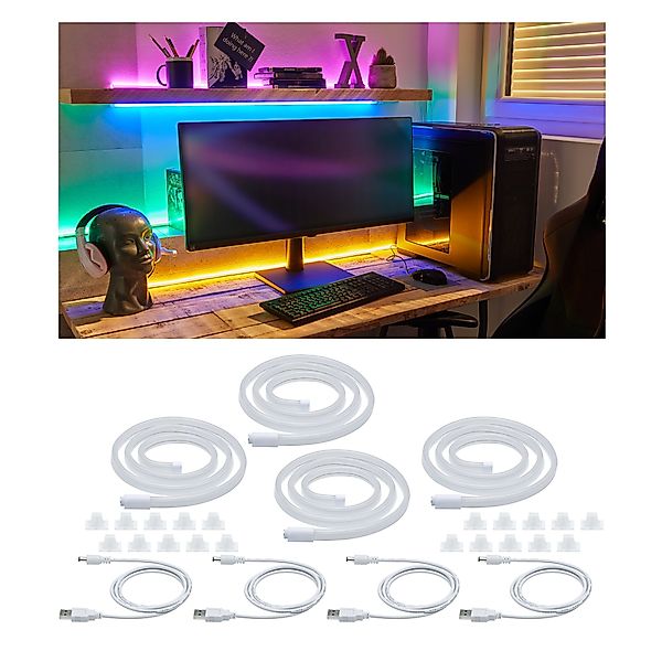 Paulmann "USB LED Strip Neon Colorflex Farbset Blau,Grün, Orange, Pink 1m 4 günstig online kaufen