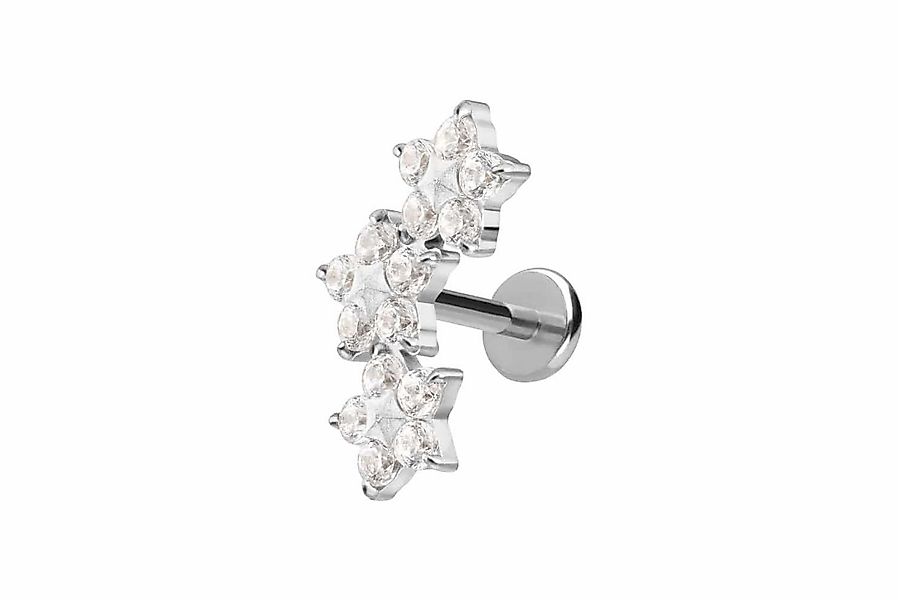 PIERCINGLINE Piercing-Set Titan Labret mit Push Fit 3 KRISTALLBLUMEN (Labre günstig online kaufen