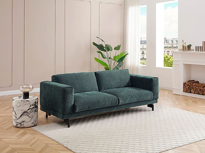 3-Sitzer Sofa - Chenille-Stoff Grün - DEMBOLA günstig online kaufen