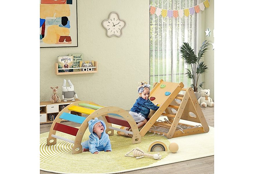 AIYAPLAY Klettergerüst mit Rutsche, Kletterbogen, Rampe, Kletternetz, Klett günstig online kaufen