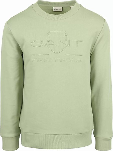 Gant Pullover Embossed Logo Hellgrün - Größe M günstig online kaufen