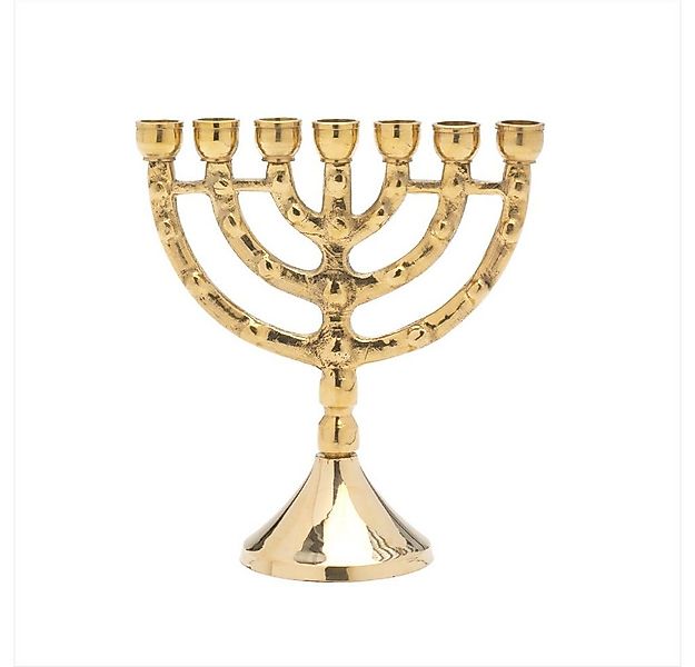 NKlaus Kandelaber 11cm Menorah Kerzenleuchter Klein Gold 7er Kerzens günstig online kaufen