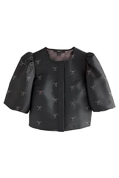 Next Kurzarmbluse Jacquard-Bluse mit Puffärmeln und Schleife (1-tlg) günstig online kaufen