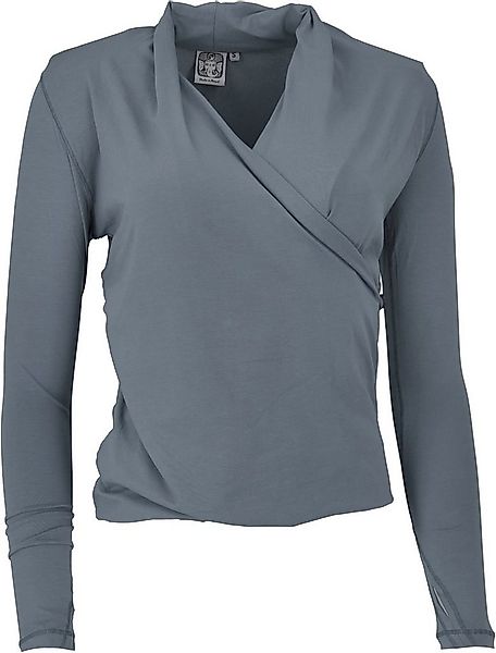 Guru-Shop Longsleeve Langarmshirt im Wickellook mit Daumenloch,.. alternati günstig online kaufen