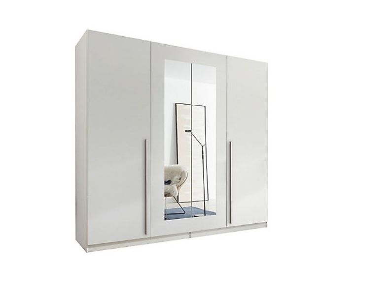 PREISBRECHER Drehtürenschrank Cano 5 Böden, 1 Stange, Spiegel / Weiß, Melam günstig online kaufen