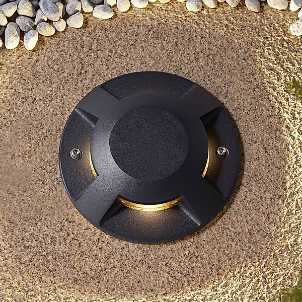 Lucande LED-Bodenstrahler Jeffrey, schwarz, 4-flg., Ø 20 cm günstig online kaufen