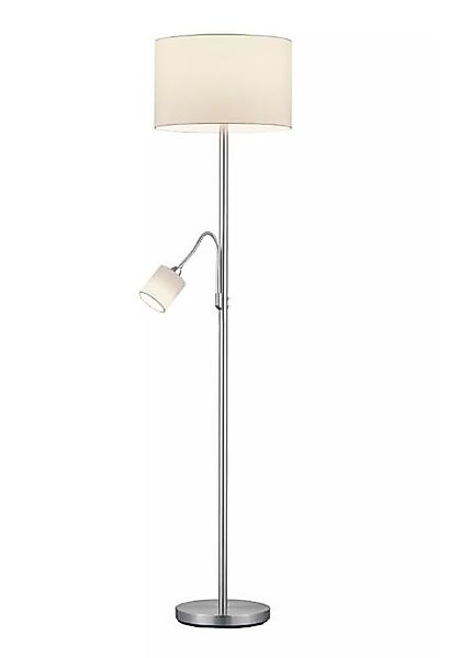 Stehlampe HOTEL Nickel Matt 1 Stück Metall / Stoff Hellgrau, Weiß günstig online kaufen