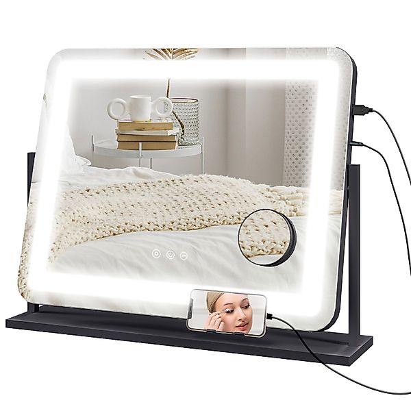 HOMCOM Schminkspiegel mit Beleuchtung LED Kosmetikspiegel Tischspiegel günstig online kaufen