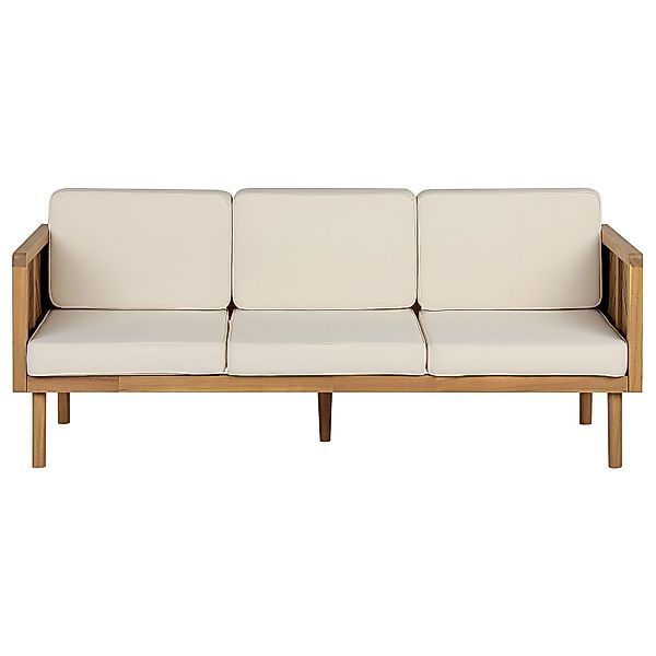 Beliani Gartensofa Heller Holzfarbton Beige 65x179x76 günstig online kaufen