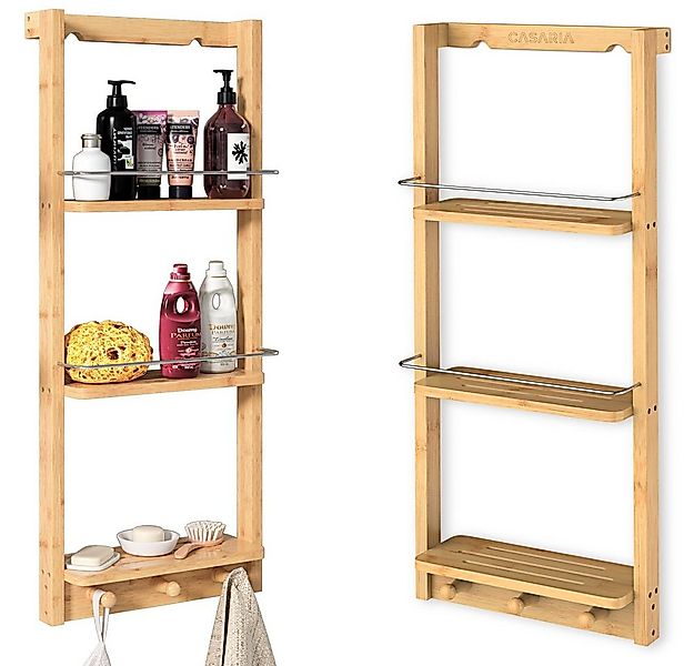 Casaria Badregal, Bambus Duschablage Hängeregal 3 Böden 3 Haken 70x29x10 cm günstig online kaufen