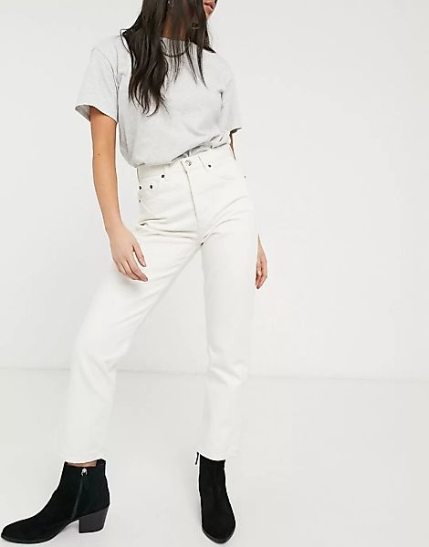 Topshop – Editor – Gerade geschnittene Jeans in gebrochenem Weiß günstig online kaufen