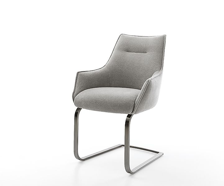 Freischwinger Alja-Flex mit Armlehnen Strukturstoff Soft Grau Freischwinger günstig online kaufen