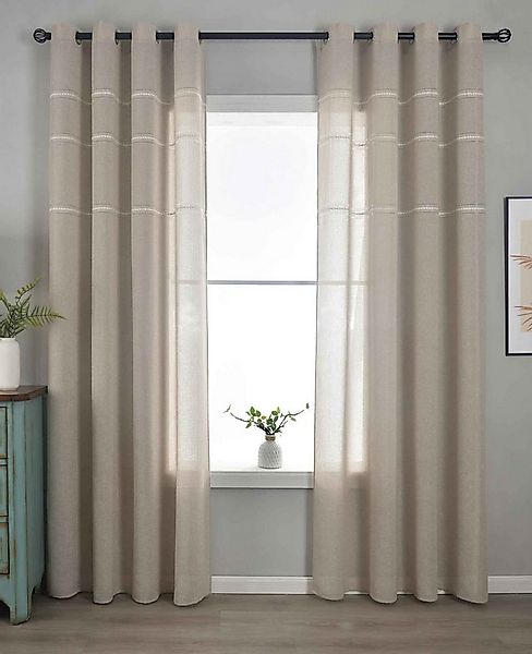 Gardinenbox Gardine (2 St), Ösen, halbtransparent, Polyester, »Leipzig« Ket günstig online kaufen