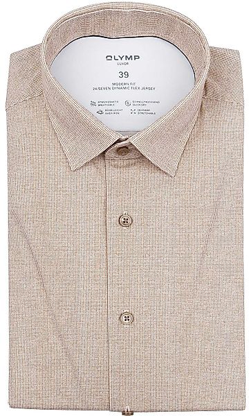 OLYMP Luxor Hemd Pied De Poule Braun - Größe 42 günstig online kaufen