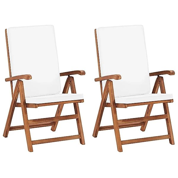 vidaXL Garten-Liegestühle 2 Stk mit Auflagen Massivholz Teak 48983 günstig online kaufen
