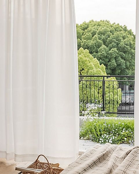 Simloveve Gardine Weiß Längsstreifen klassische Design 2er-Set Vorhänge (2 günstig online kaufen