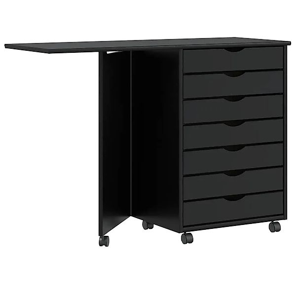 vidaXL Rollschrank mit Schreibtisch MOSS Schwarz Massivholz Kiefer 4015790 günstig online kaufen