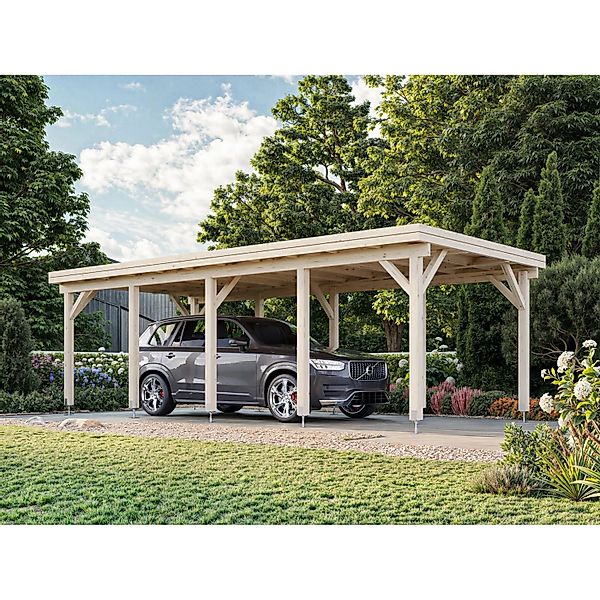 Palmako Carport Karl 315 x 732 cm Lackiert Dunkelgrau FSC® günstig online kaufen