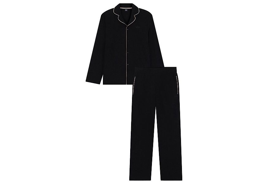 BOSS Pyjama Merino Pyjama (2 tlg) mit eingesticktem Markenschriftzug günstig online kaufen