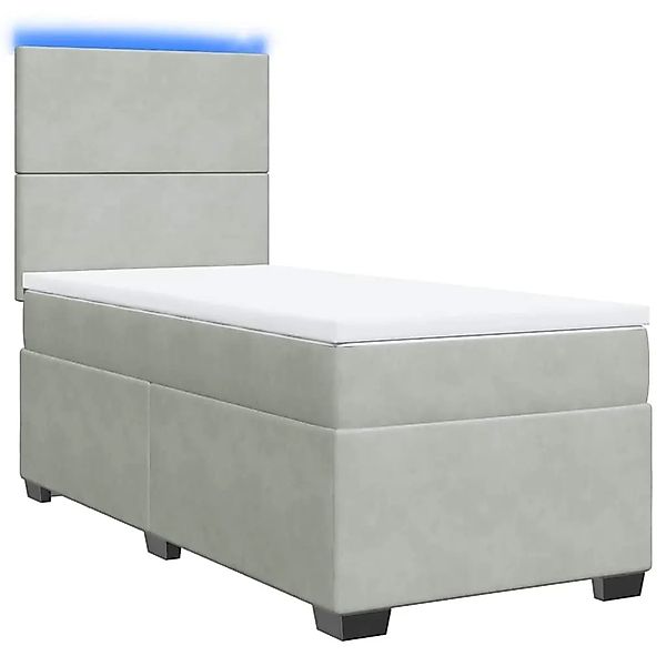vidaXL Boxspringbett mit Matratze Hellgrau 80x200 cm Samt 3293056 günstig online kaufen