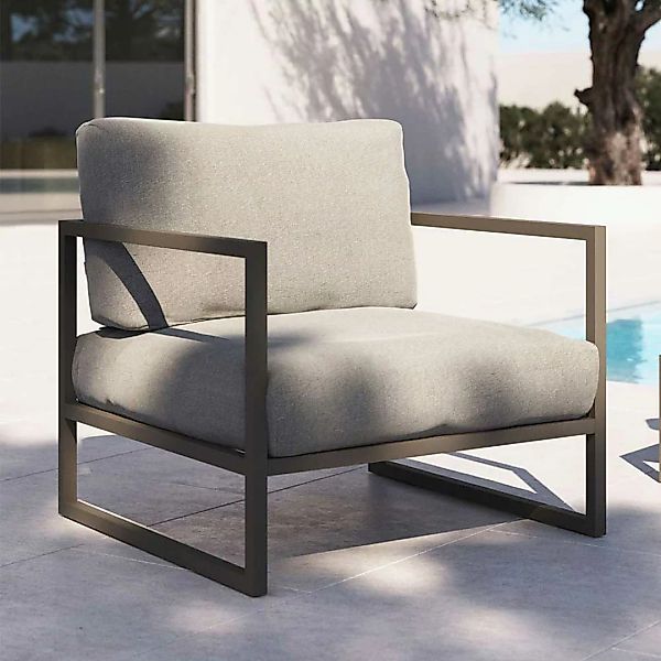 Garten Sessel in Hellgrau und Dunkelgrün Bügelgestell aus Metall günstig online kaufen
