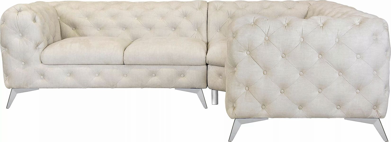 Leonique Chesterfield-Sofa "Ecksofa GLYNIS L-Form mit Wellenunterfederung, günstig online kaufen
