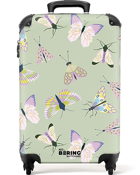 NoBoringSuitcases.com© Hartschalen-Trolley Grün mit Schmetterlingen 55x35x2 günstig online kaufen