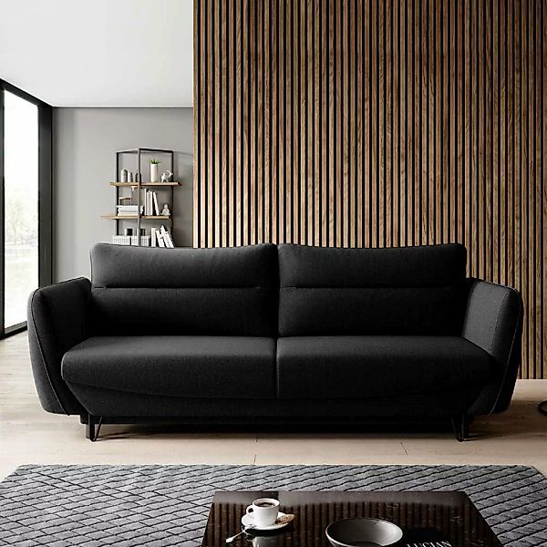 Schlafsofa Couch in Schwarz mit Bettkasten günstig online kaufen