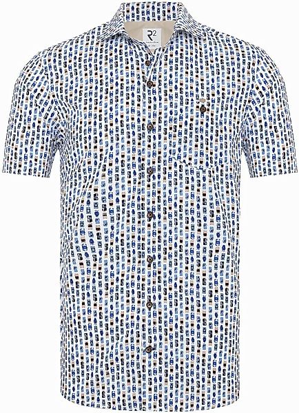 R2 Hemd Shortsleeve Print Auto Blau - Größe 38 günstig online kaufen