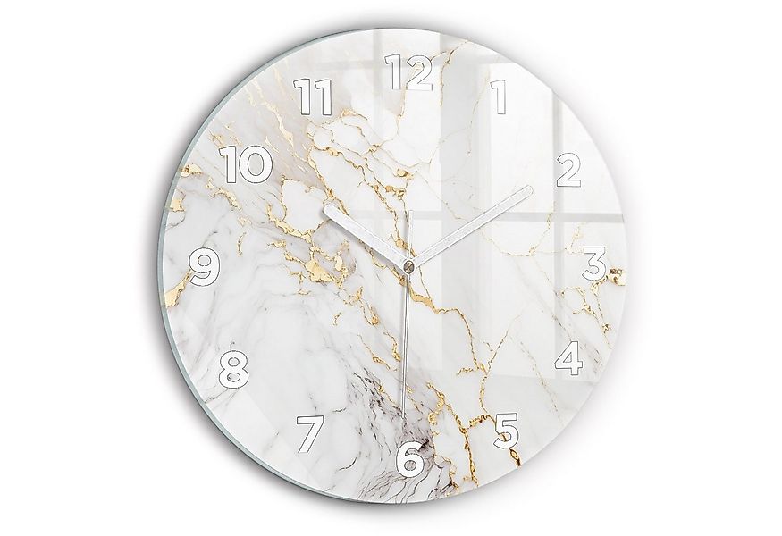 Tulup Wanduhr Glasuhr Marmor Dekorative Runde Uhr aus Gehärtetem Glas Glasw günstig online kaufen