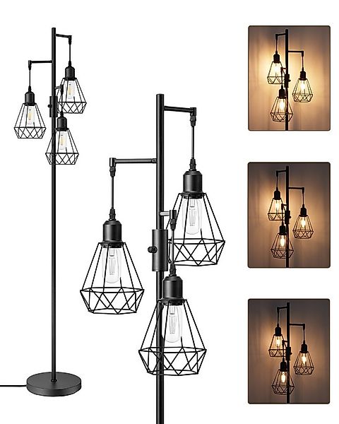 EDISHINE Stehlampe Wohnzimmer, 3-flammige Stehleuchte Dimmbar, LED wechselb günstig online kaufen