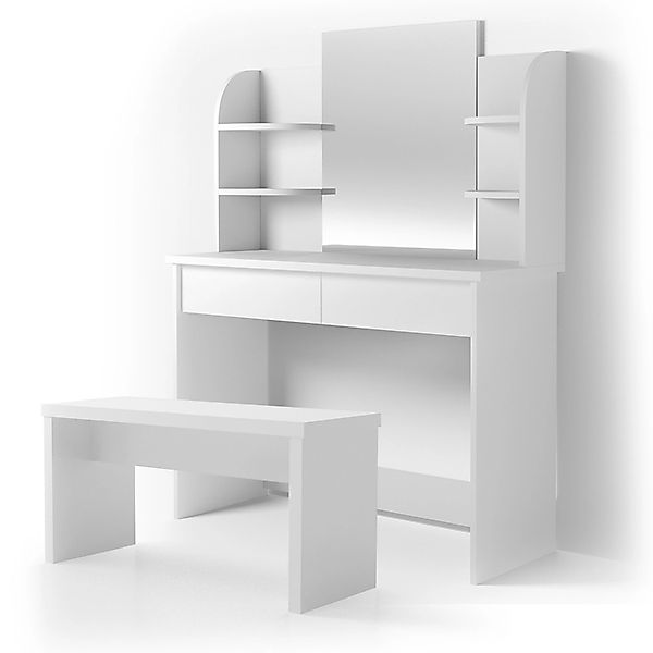 Vicco Schminktisch Charlotte Weiß 108 cm mit Bank günstig online kaufen