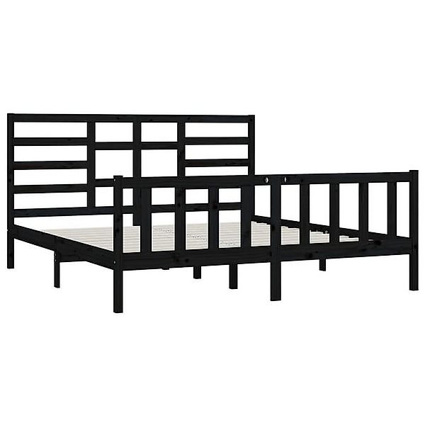 vidaXL Bettgestell Massivholzbett Schwarz Kiefer 200x200 cm Bett Bettgestel günstig online kaufen