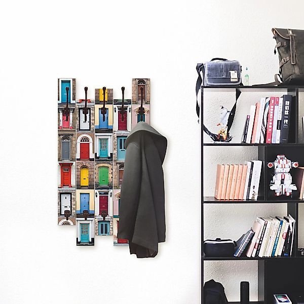 Artland Garderobenleiste "Fotocollage von 32 bunten Haustüren", teilmontier günstig online kaufen
