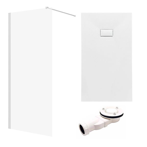 Bad Land SET Duschwanne VIDAR 80x100 Rechteck Weiß + Walk-In Dusche KETIL C günstig online kaufen