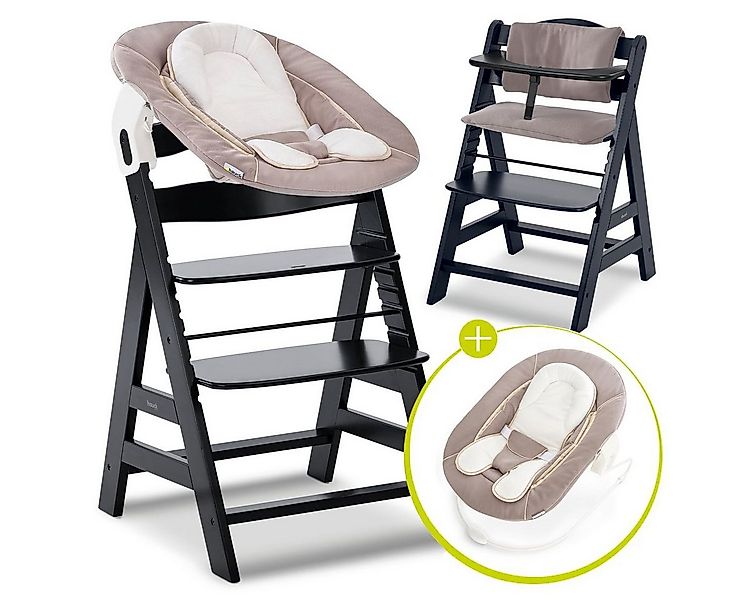 Hauck Hochstuhl Alpha Plus Black Newborn Set - Stretch Beige (Set), Holz Ba günstig online kaufen