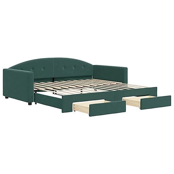 vidaXL Tagesbett Ausziehbar mit Schubladen Dunkelgrün 100x200 cm Samt189869 günstig online kaufen