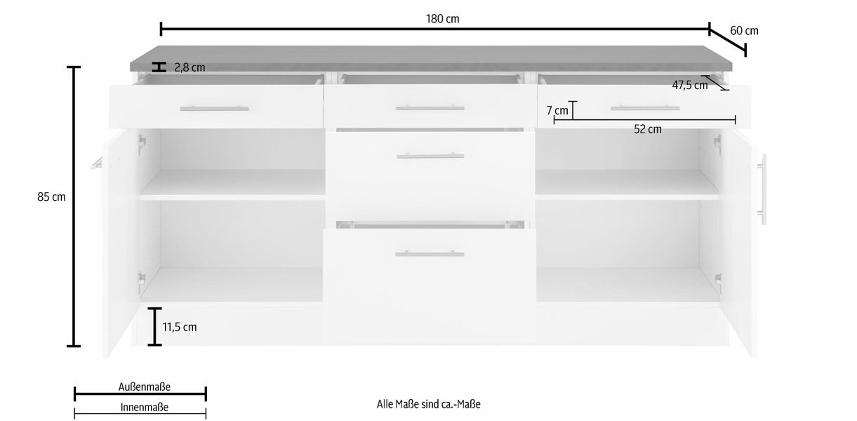 OPTIFIT Unterschrank "Mini", Breite 180 cm mit Metallgriffen günstig online kaufen
