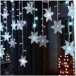 Qualra Lichtervorhang 96LEDs Schneeflocke Lichtervorhang Weihnachtsbeleucht günstig online kaufen