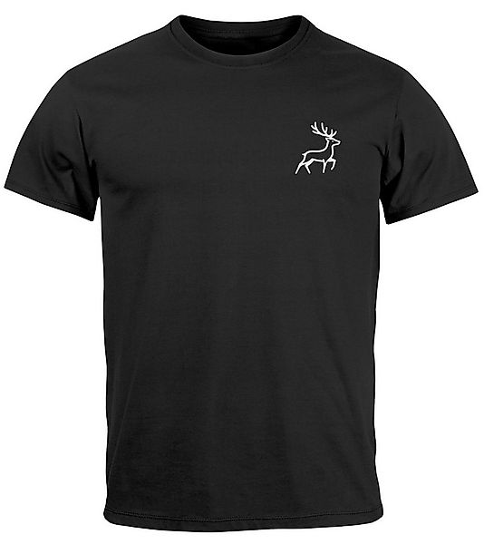 Neverless Print-Shirt Herren T-Shirt Hirsch Wald-Tiere Printshirt Logo Aufd günstig online kaufen