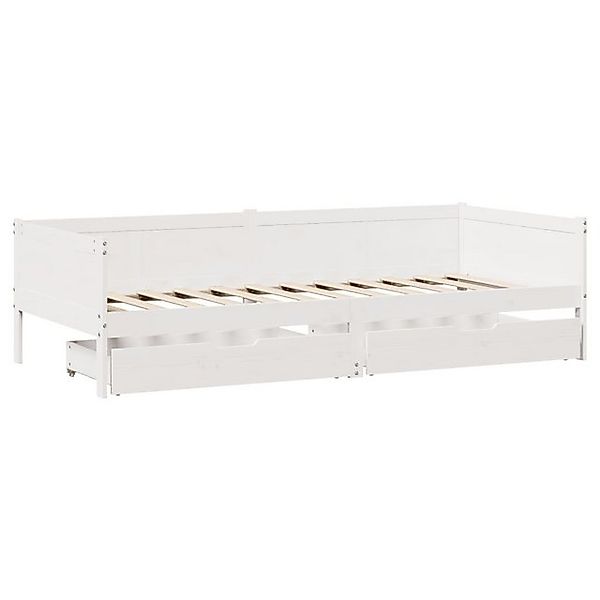 vidaXL Bett, Tagesbett mit Schubladen Weiß 90x190 cm Kiefernholz günstig online kaufen