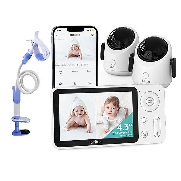 Boifun Video-Babyphone 2MP Babyphone mit Kamera 30 Stunden Akku mit 4,3 Zol günstig online kaufen