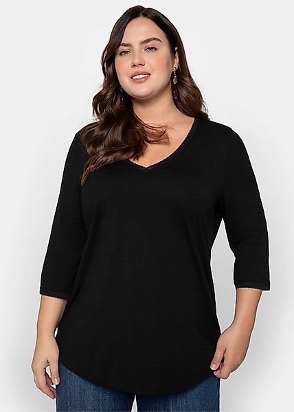 Sheego T-Shirt 3/4-Arm-Shirt 3/4-Arm mit Bogenkante, in leichter A-Linie günstig online kaufen