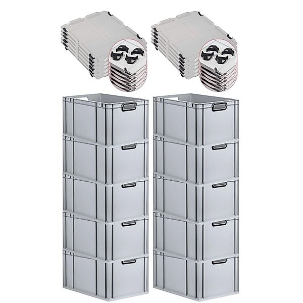 PROREGAL SparSet 10x Eurobox Nextgen Color Mit Auflagedeckel HxBxT 32x40x60 günstig online kaufen