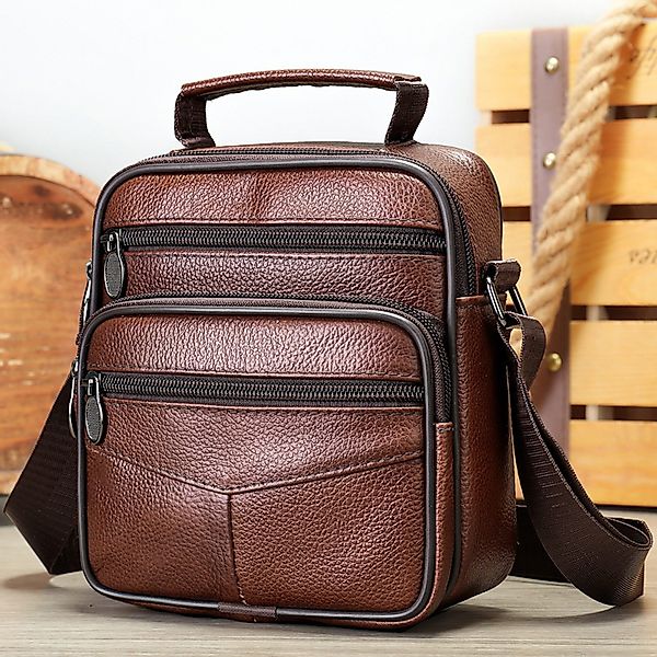 YUBRO-STUDIO Messenger Bag Herren Umhängetasche Leder günstig online kaufen