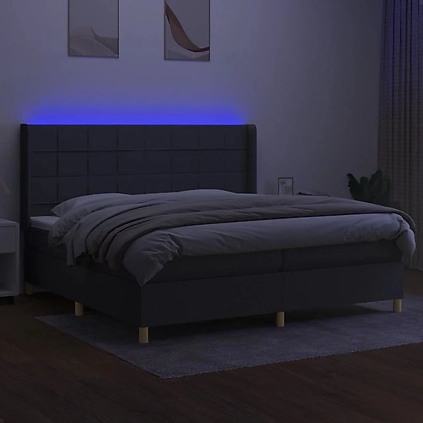 vidaXL Boxspringbett mit Matratze & LED Dunkelgrau 200x200 cm Stoff 3138902 günstig online kaufen