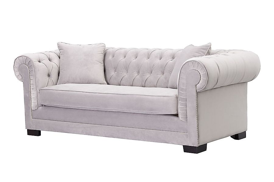 Sofa Chesterfield Classic Velvet Light Grey 3-Sitzer, 218 x 96 x 78 cm günstig online kaufen