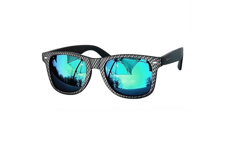 Rennec Sonnenbrille (Markenbrille in Carbon Optik mit Brillenbeutel) Retro günstig online kaufen
