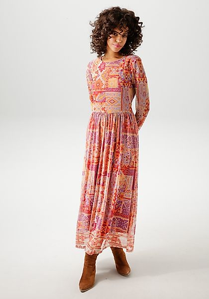 Aniston CASUAL Midikleid mit farbharmonischem Ethno-Druck günstig online kaufen